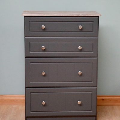 Millwood Eden 4 Drawer Chest, Charcoal with Sonoma Oak Top